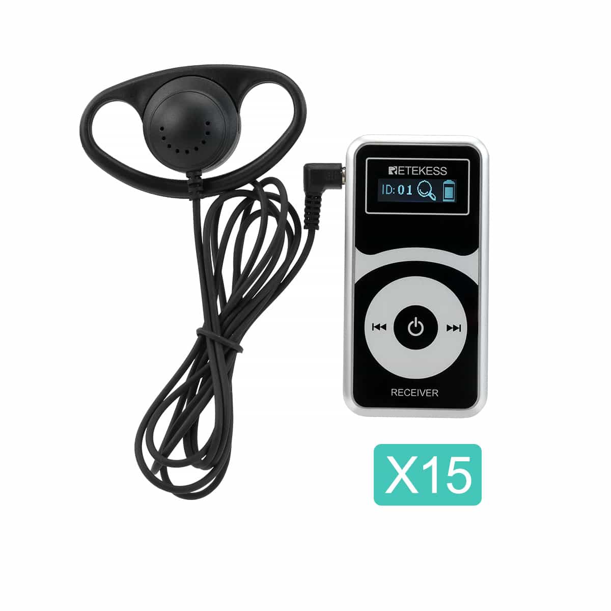 Retekess T131P Receptor del Sistema de Guía Turística, Batería de Larga Duración，Ldeal Para Viajes, Formación y Conferencias