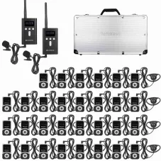 Retekess T130S T131S Sistema Tourguide Digital para Viajar con Estuche de Carga（2 Transmisores + 30 Receptores）