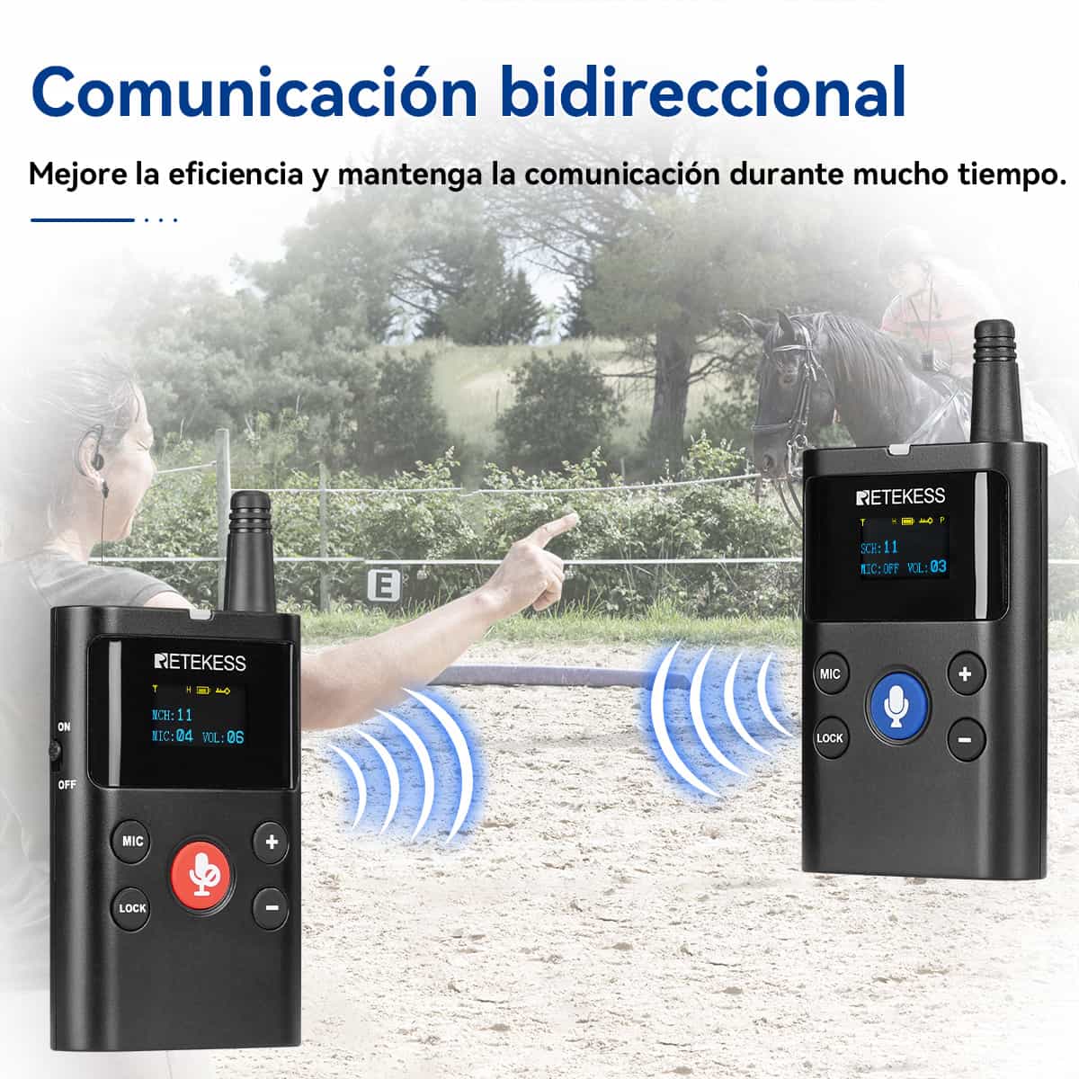 Retekess TT126 Sistema Inalámbrico de Intercomunicación Bidireccional para Entrenamiento Ecuestre