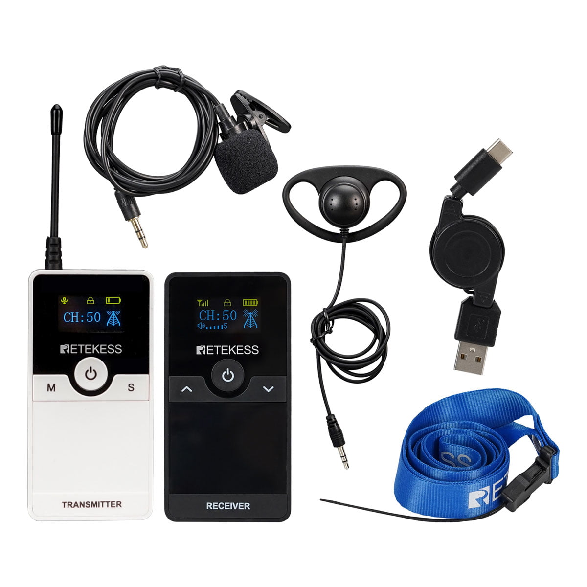 Retekess TT116 Sistema de Guía de Audio Inalámbrico con Batería Reemplazable