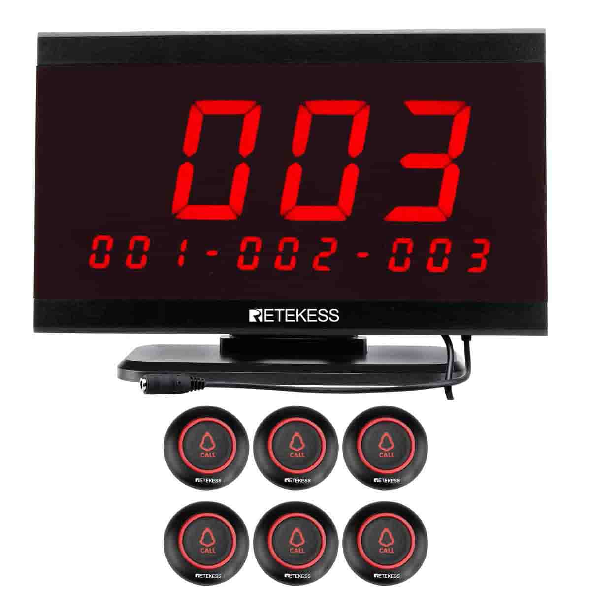 Retekess Restaurant Call System TD105 Display Receiver TD019 Botones de llamada para F&B Business, Café, Bares