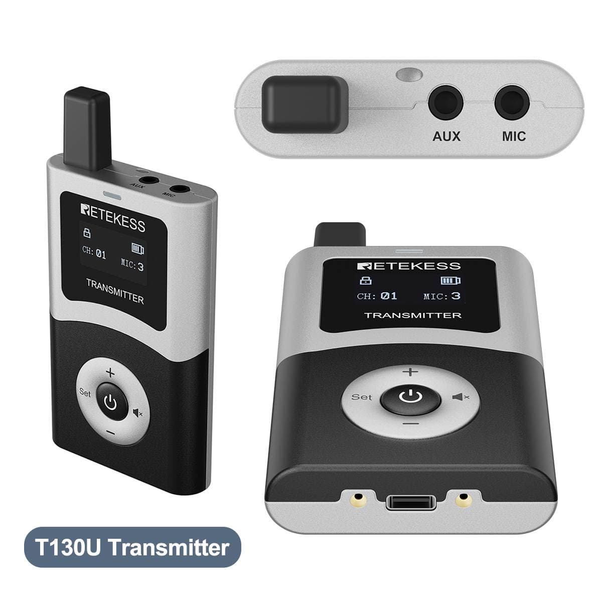 Retekess T130U T131U Radioguía Antiinterferencias, Sistema de Guía Grupal, con Caja de Carga de 32 Slots