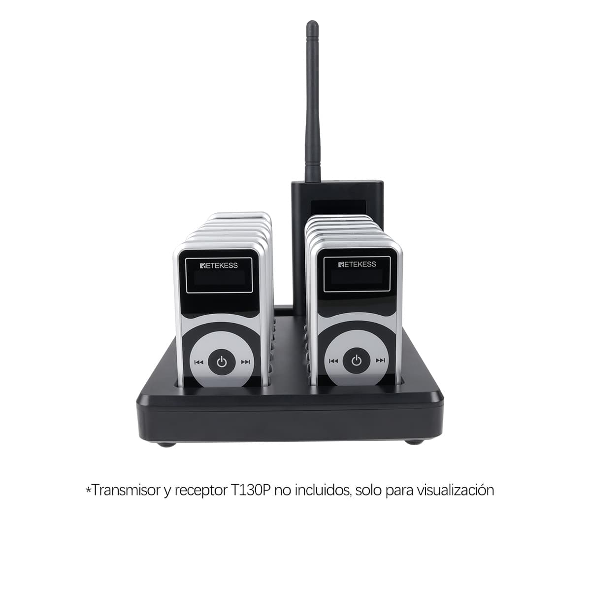 Retekess TT027 Base de Carga de 16 Ranuras , Carga por Contacto Para Radioguias T130P T131P