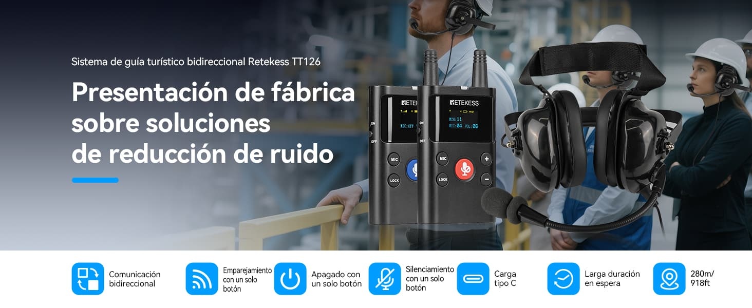 Auriculares TT034 con micrófono y transmisor bidireccional TT126