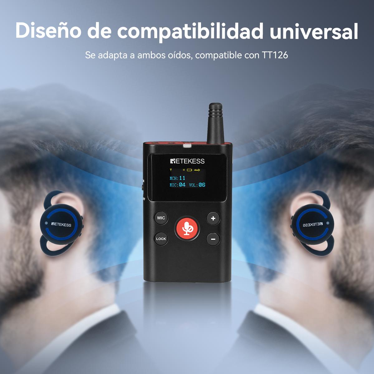 Receptor con Gancho para la Oreja para Guías Turísticos TT126R Junto con El Sistema para Guías Turísticos TT126 para Turismo, Visitas a Fábricas, Escuelas, Capacitación y Conferencias