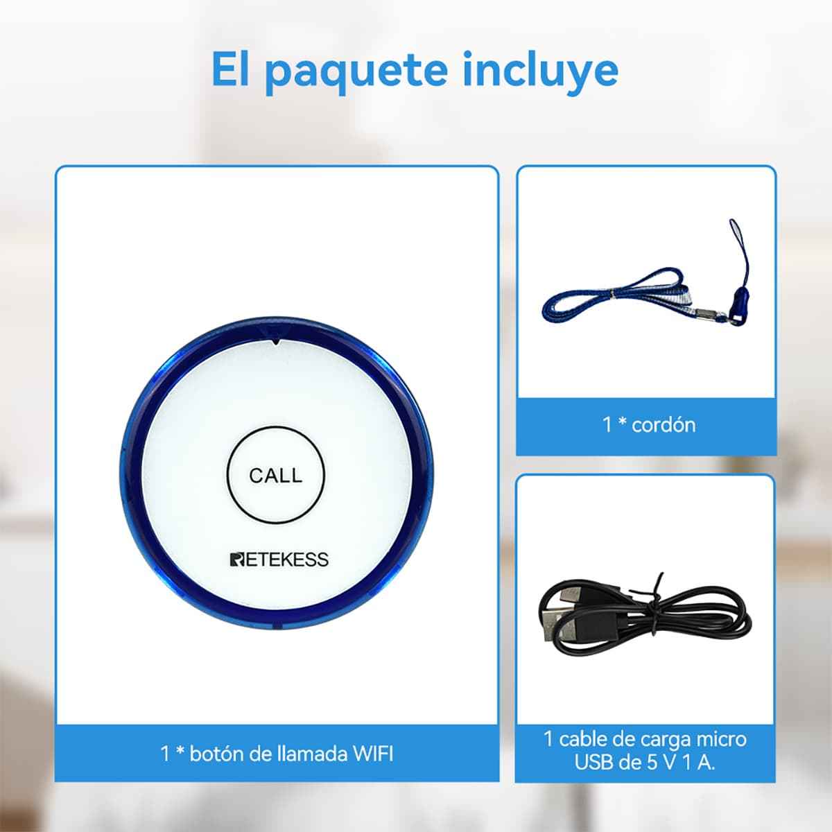 Botón de llamada de emergencia inteligente Retekess TH012 WiFi para personas mayores discapacitadas