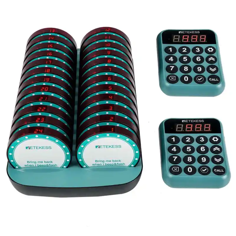 Retekess Buscapersonas Inalámbrico TD168R con 2 Teclados Independientes para Restaurantes, Discotecas, Bares y Hostelería