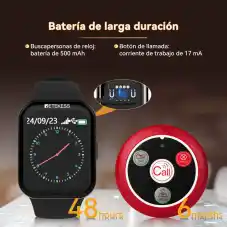 Retekess Sistema de llamada para Restaurantes TD113 Receptor de Reloj Resistente al Agua IP67 con Botón de llamada T117