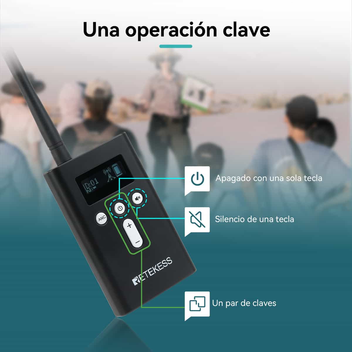 Retekess T130P Transmisor de Sistema de Guía Turística , Reducción de Ruido DSP, la última Actualización de la Serie T130