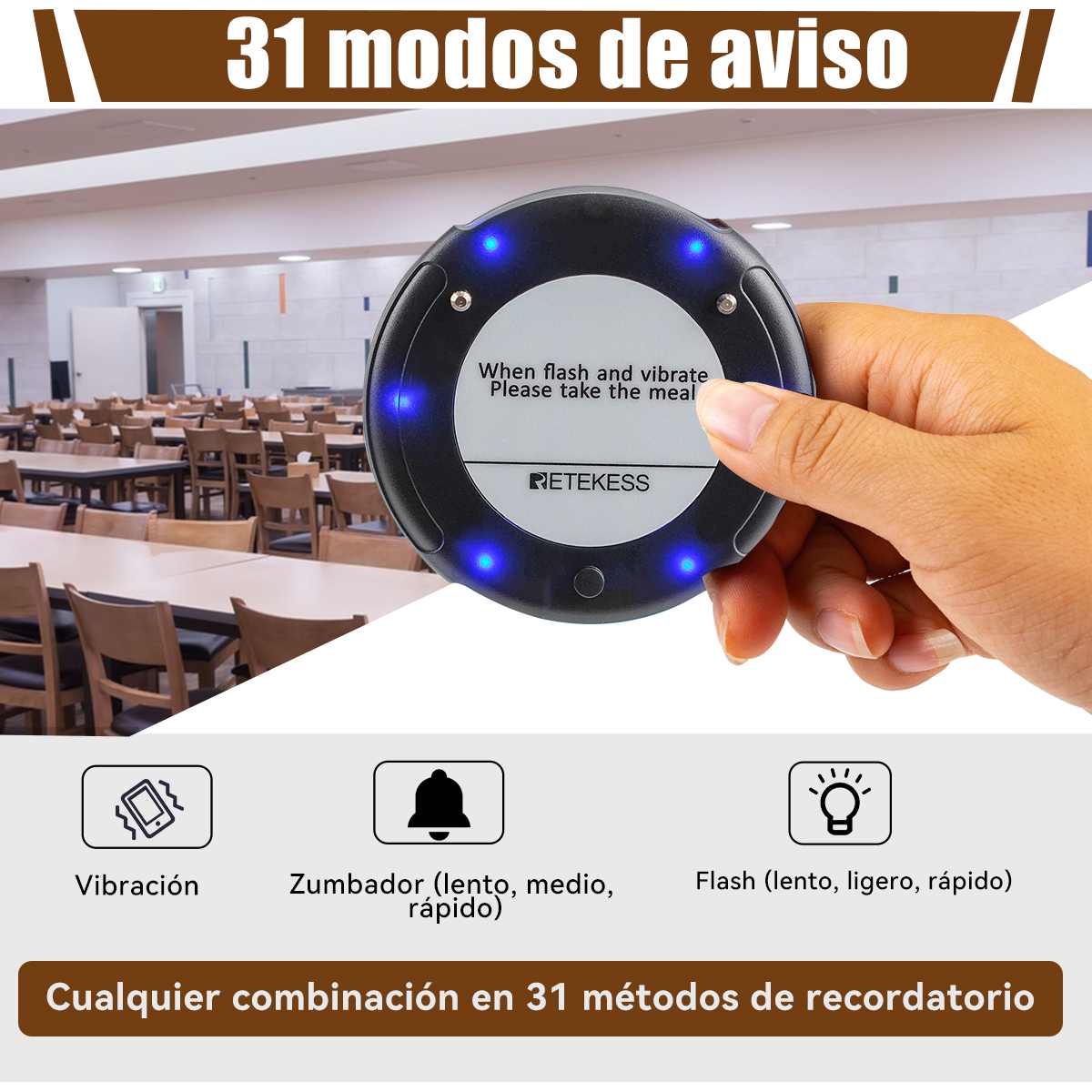Retekess TD163 Buscapersonas de Restaurante Inalámbrico Mejorado con 20 Buscapersonas de Posavasos Negros