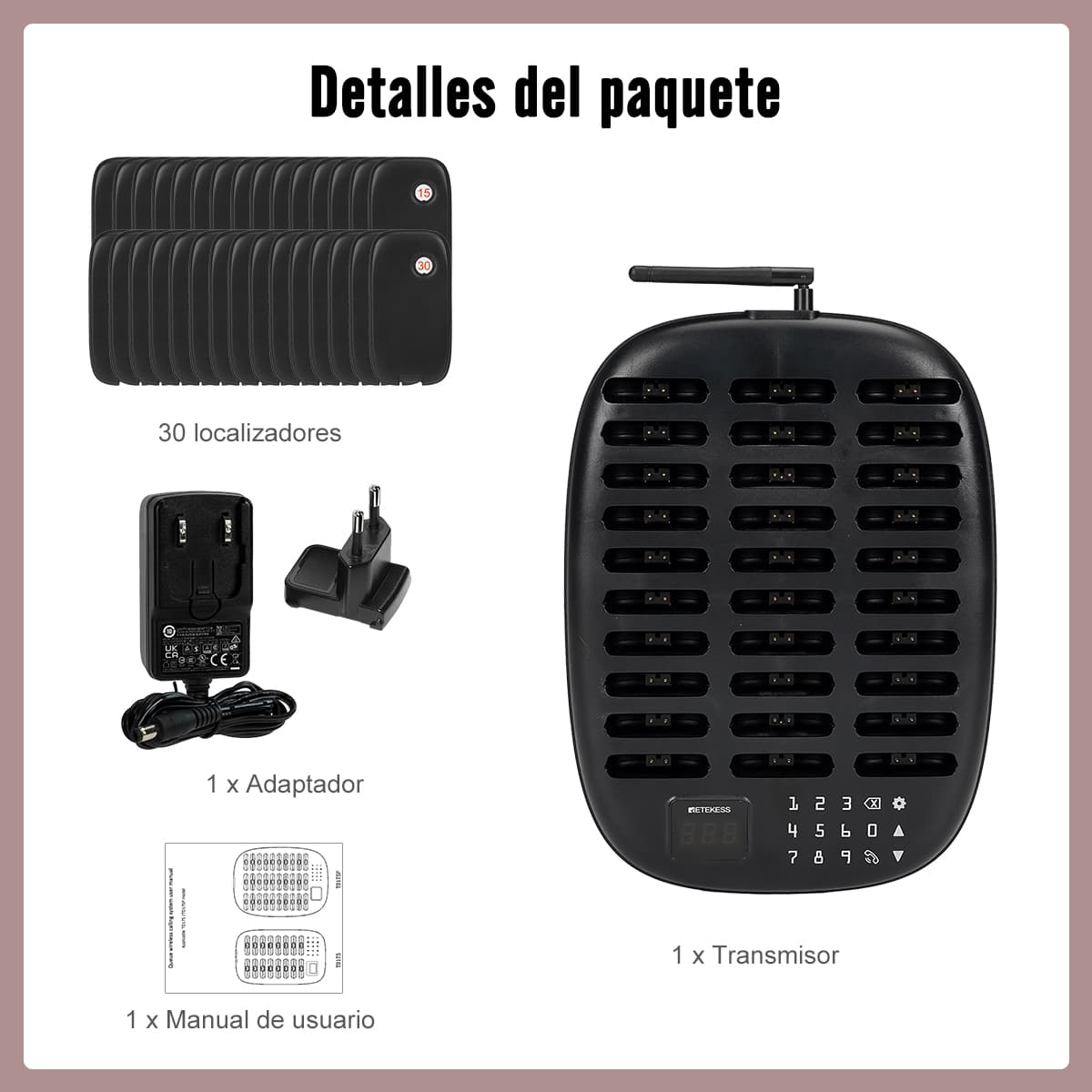 Retekess TD175P Gran Capacidad Sistema De Localización De Restaurantes Con 30 Buscapersonas