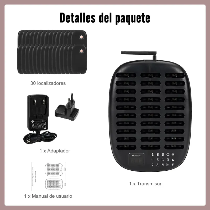 Retekess TD175P Gran Capacidad Sistema De Localización De Restaurantes Con 30 Buscapersonas