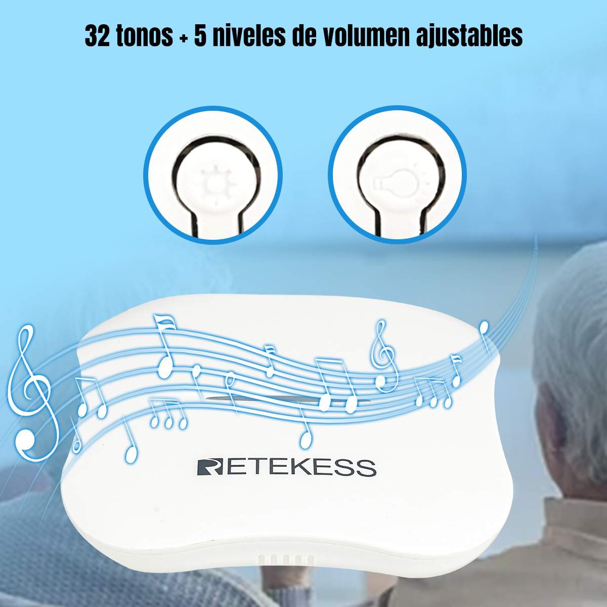 Retekess TH016 Alarma de Cama Inteligente con Sensor de Movimiento y WiFi para Ancianos y Pacientes