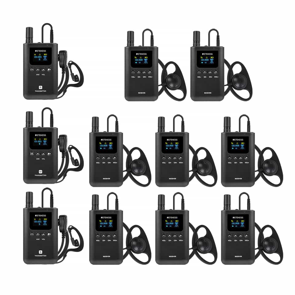 Retekess TT129 Sistema de Comunicación Full-duplex Inalámbrico, Admite 3 Transmisores Hablando al Mismo Tiempo