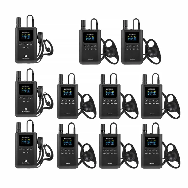 Retekess TT129 Sistema de Comunicación Full-duplex Inalámbrico, Admite 3 Transmisores Hablando al Mismo Tiempo