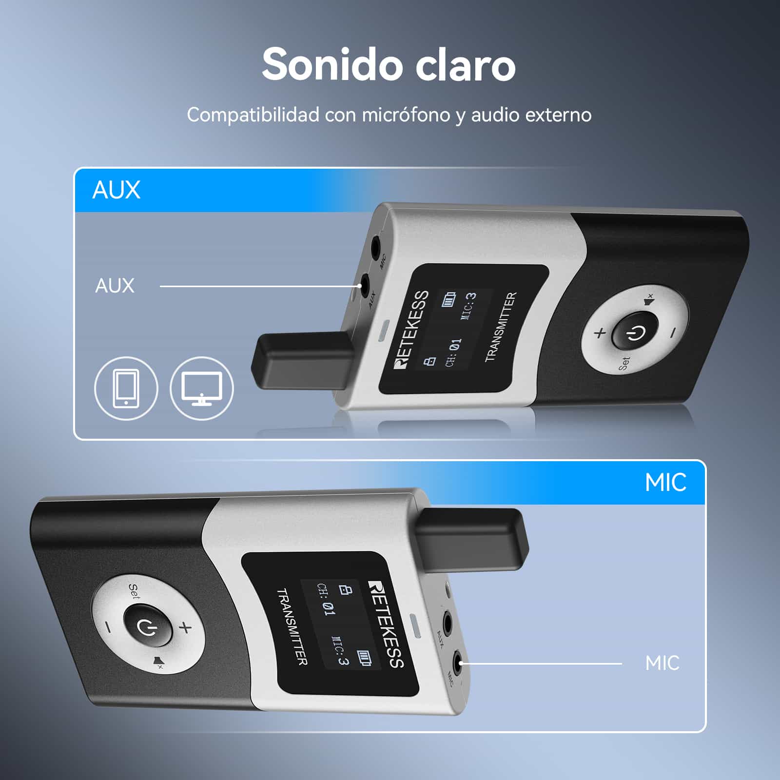 Retekess T130U Transmisor de Guía Turístico , Transmisión de Señal Digital Antiinterferencias