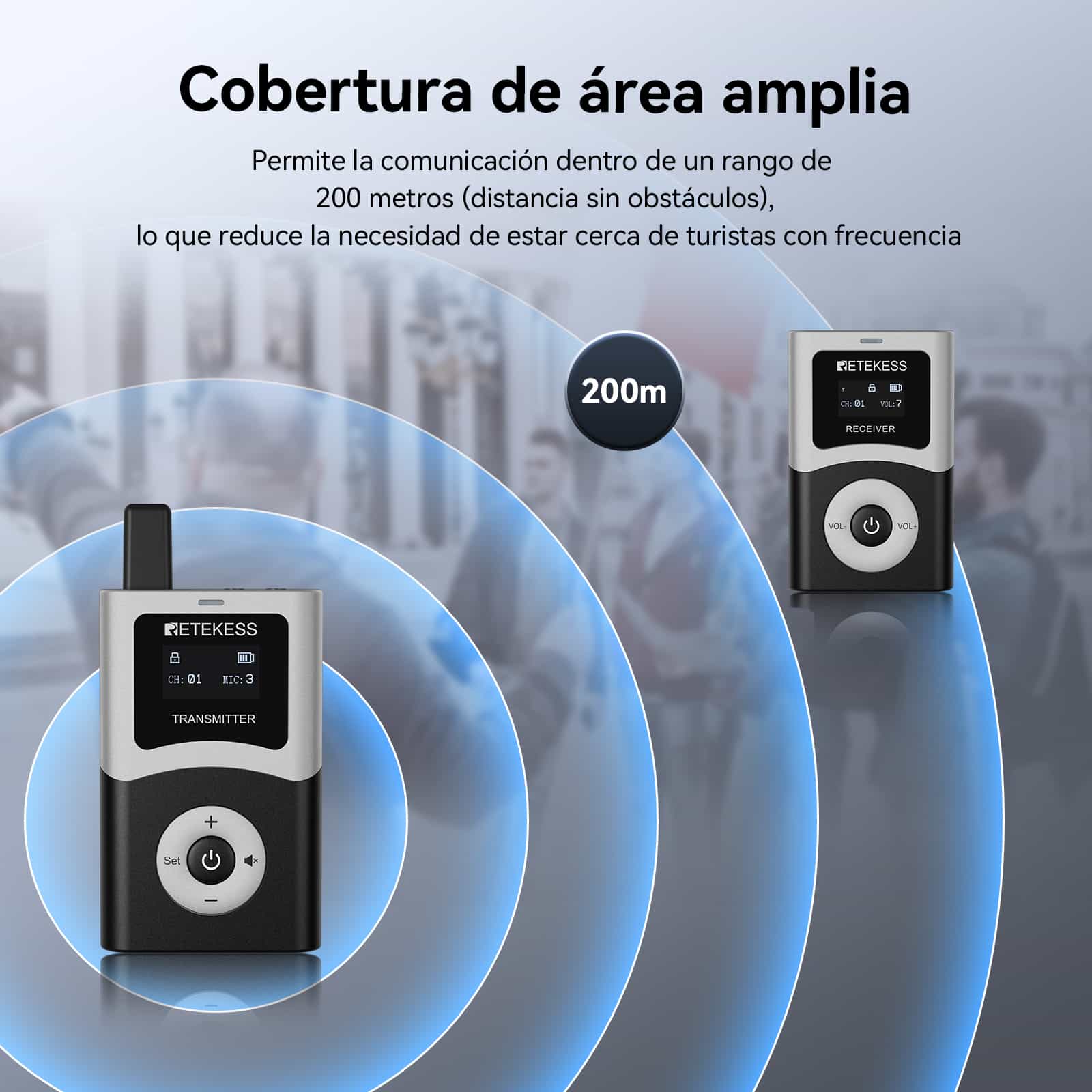 Retekess T130U Transmisor de Guía Turístico , Transmisión de Señal Digital Antiinterferencias