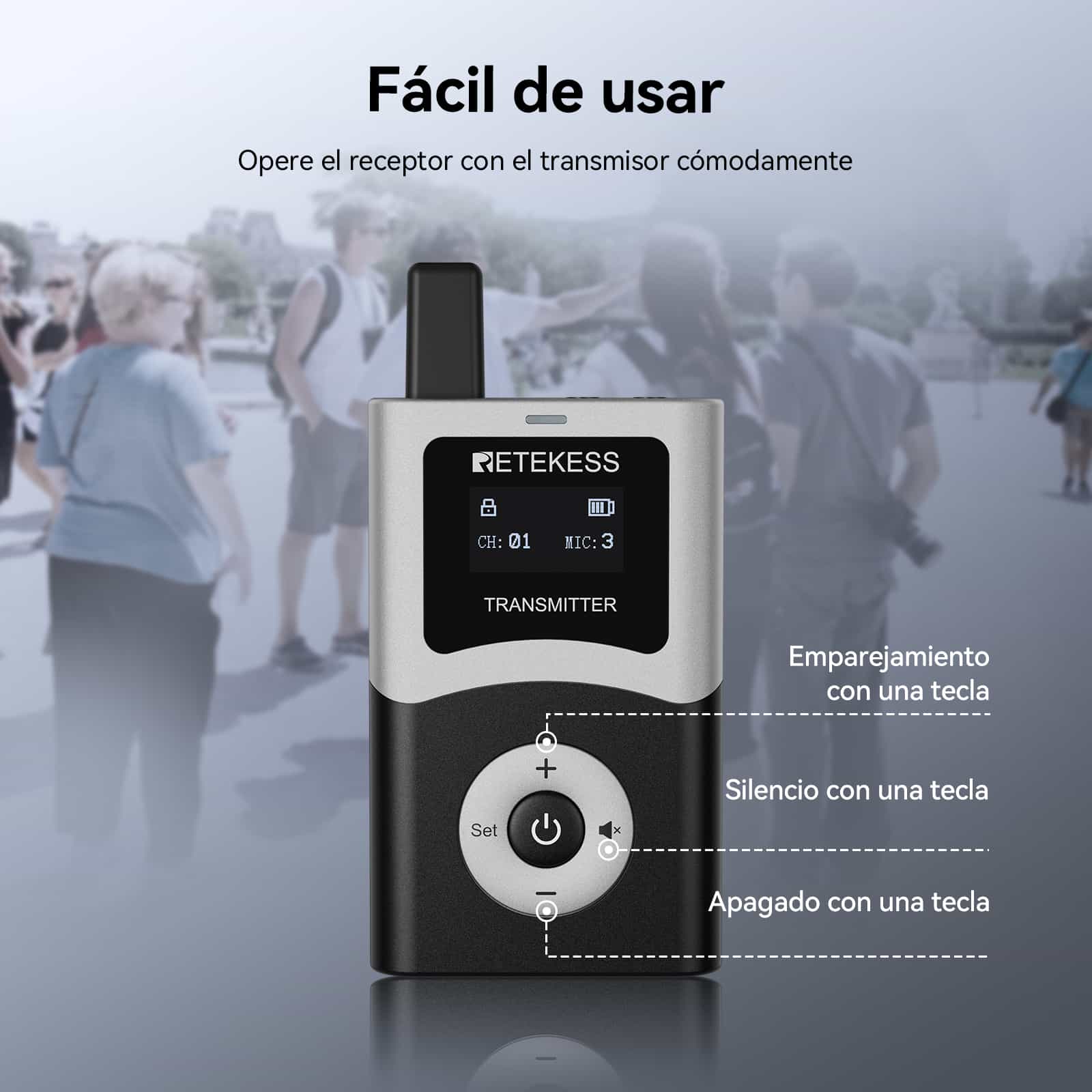 Retekess T130U Transmisor de Guía Turístico , Transmisión de Señal Digital Antiinterferencias