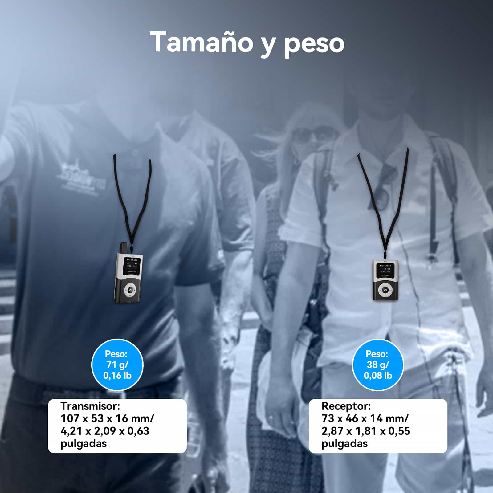 T131U Receptor Inalámbrico para Guías Turísticos con Cancelación de Ruido para Guías Turísticos e Iglesias