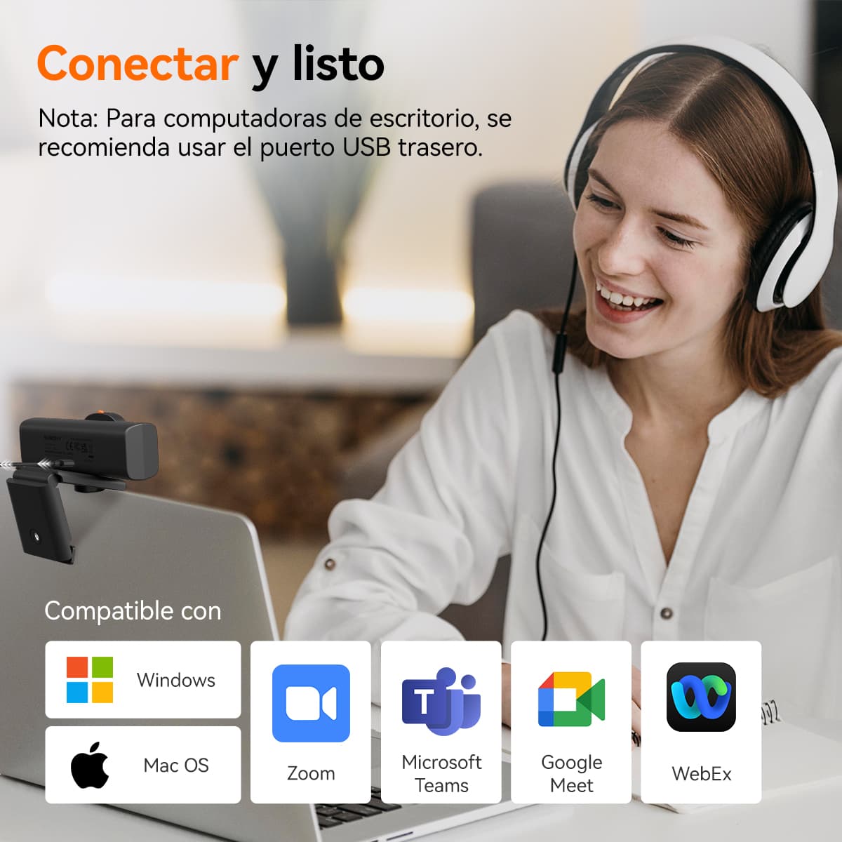 SVN W1 2K Cámara Web con Micrófono Incorporado