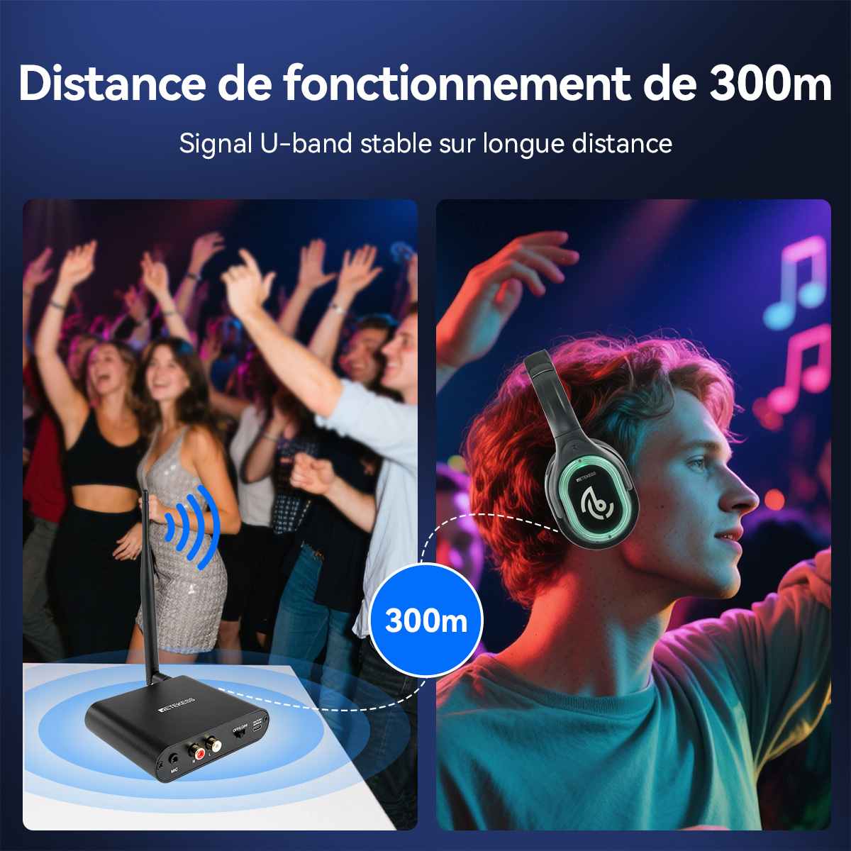 Retekess TA004 Auriculares Silent Disco with 3 Channels for Meditation,Parties,Classes,Club,Bar and DJ