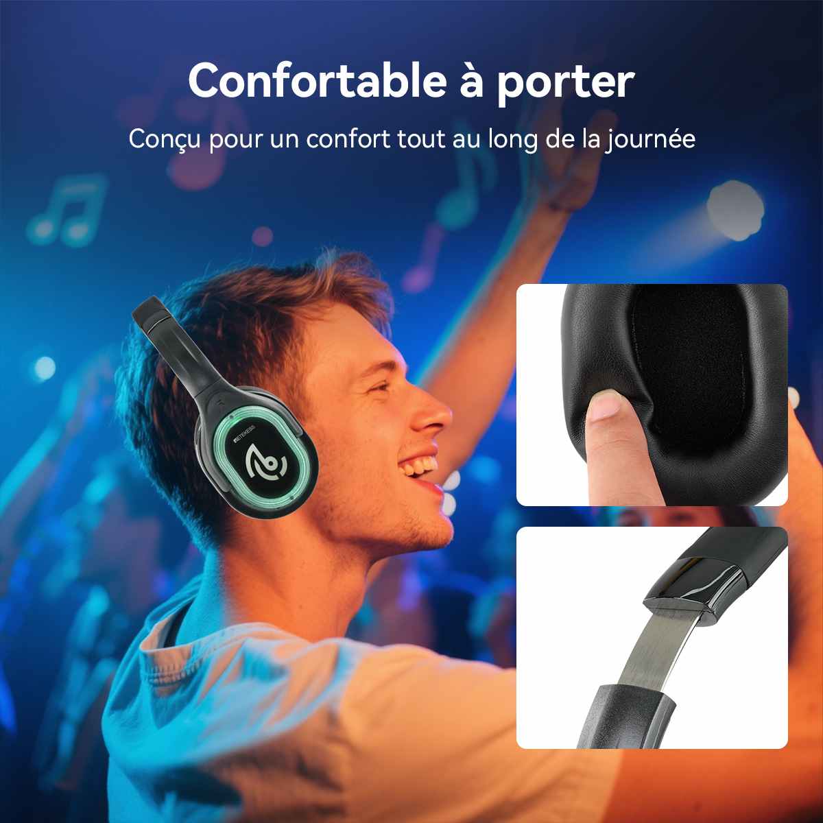 Retekess TA004 Auriculares Silent Disco with 3 Channels for Meditation,Parties,Classes,Club,Bar and DJ