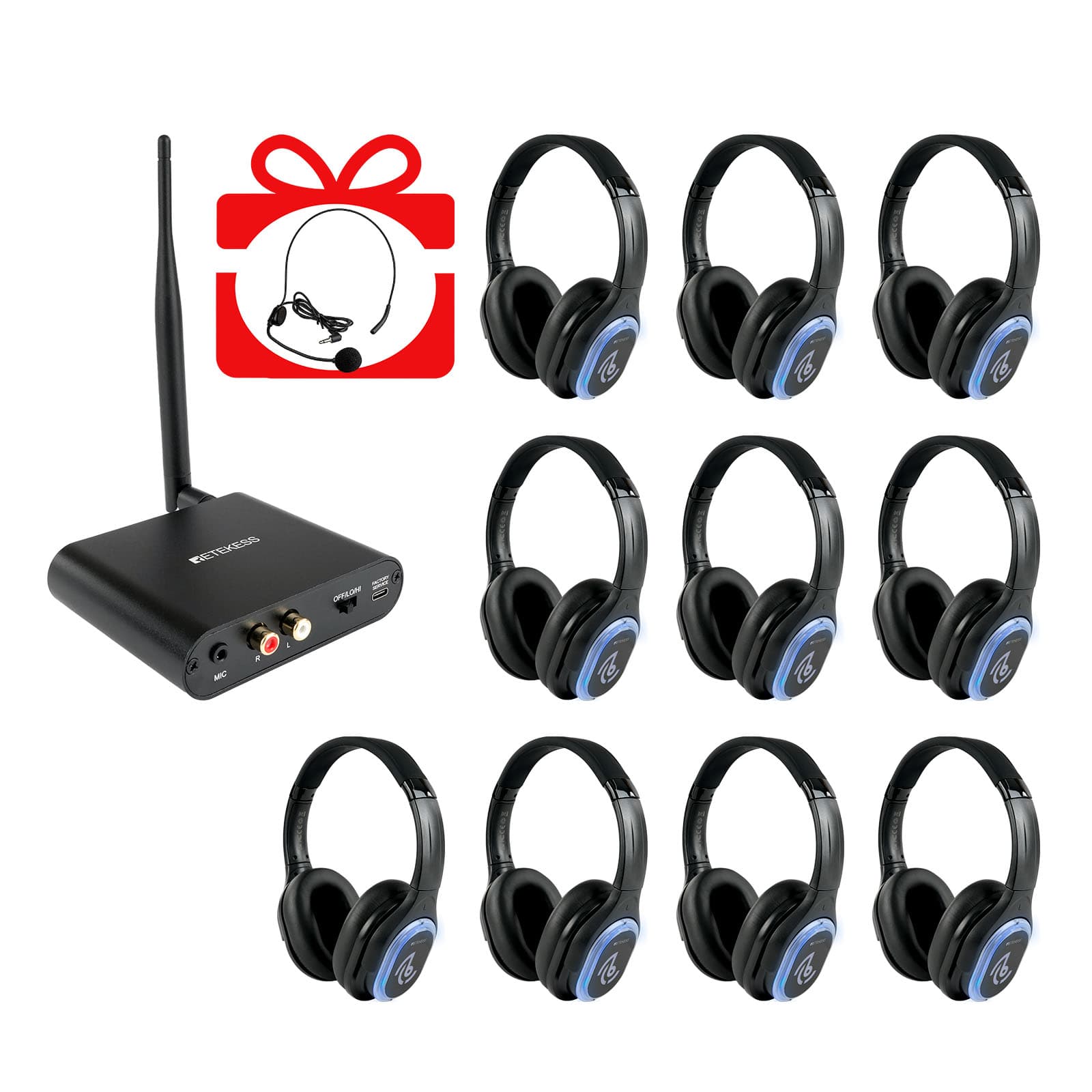Retekess TA004 Auriculares Silent Disco with 3 Channels for Meditation,Parties,Classes,Club,Bar and DJ