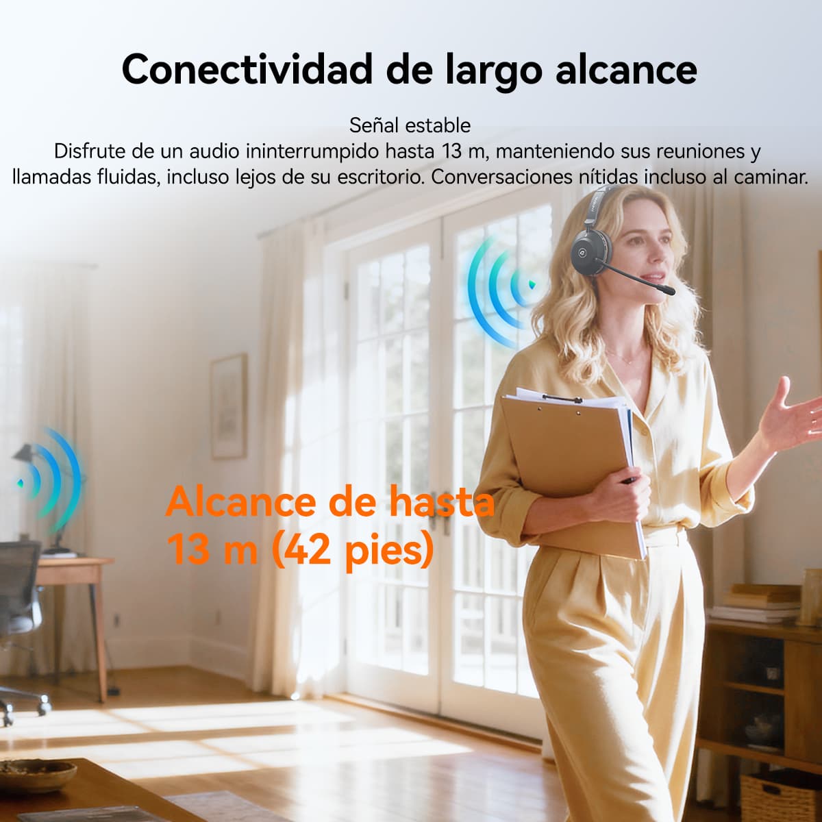 Audífonos inalámbricos SVN H1 con cancelación de ruido, micrófono y adaptador USB, ideales para reuniones en línea