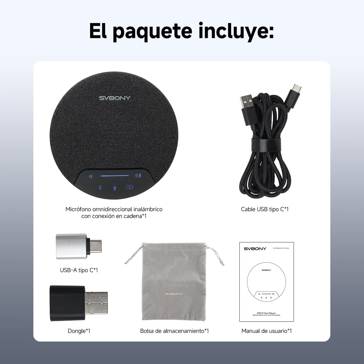 SVN O1 Micrófono Omnidireccional Inalámbrico para Conferencias Full-duplex