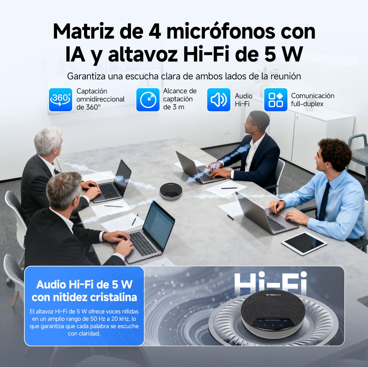 SVN O1 Micrófono Omnidireccional Inalámbrico para Conferencias Full-duplex