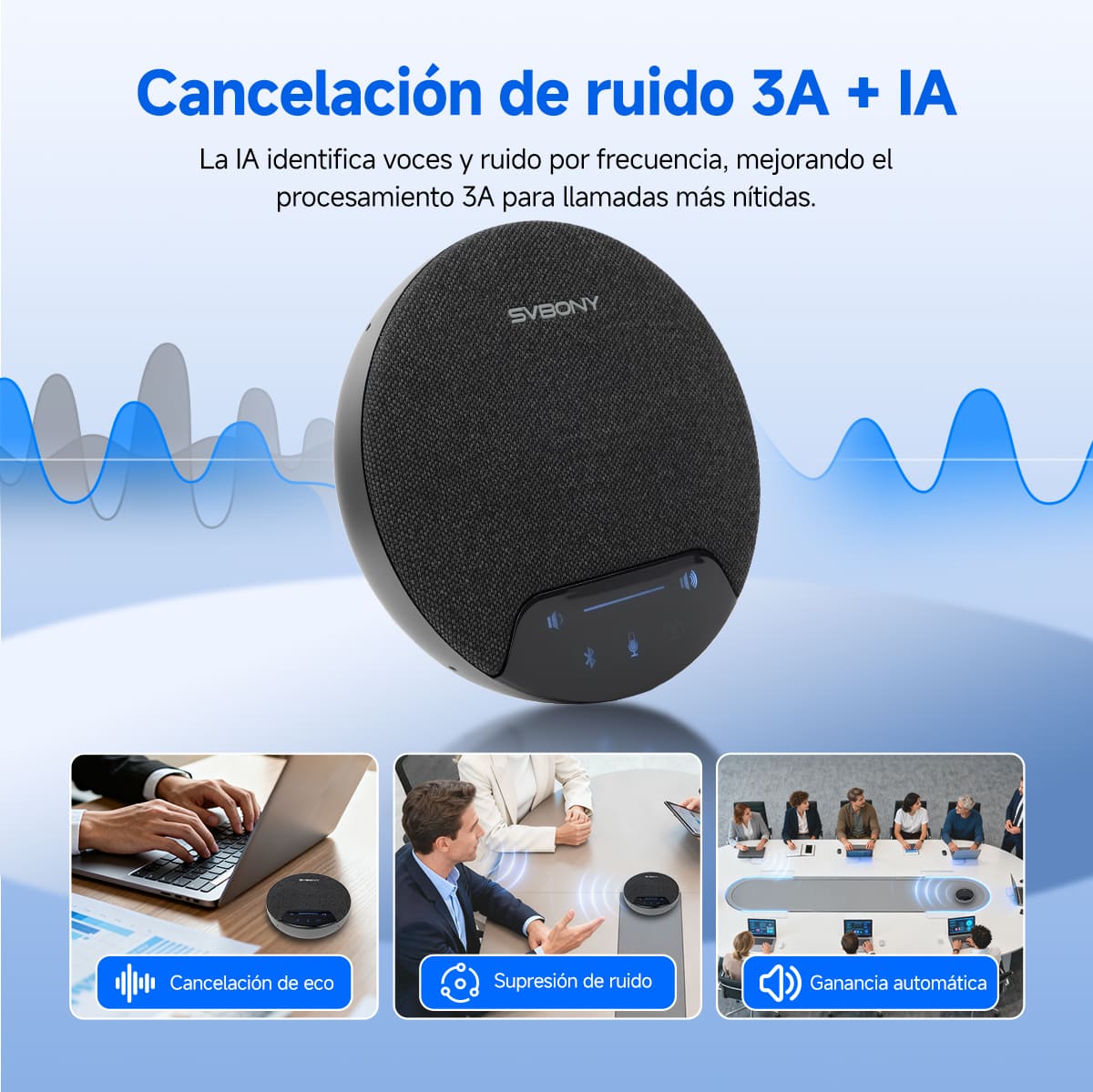 SVN O1 Micrófono Omnidireccional Inalámbrico para Conferencias Full-duplex