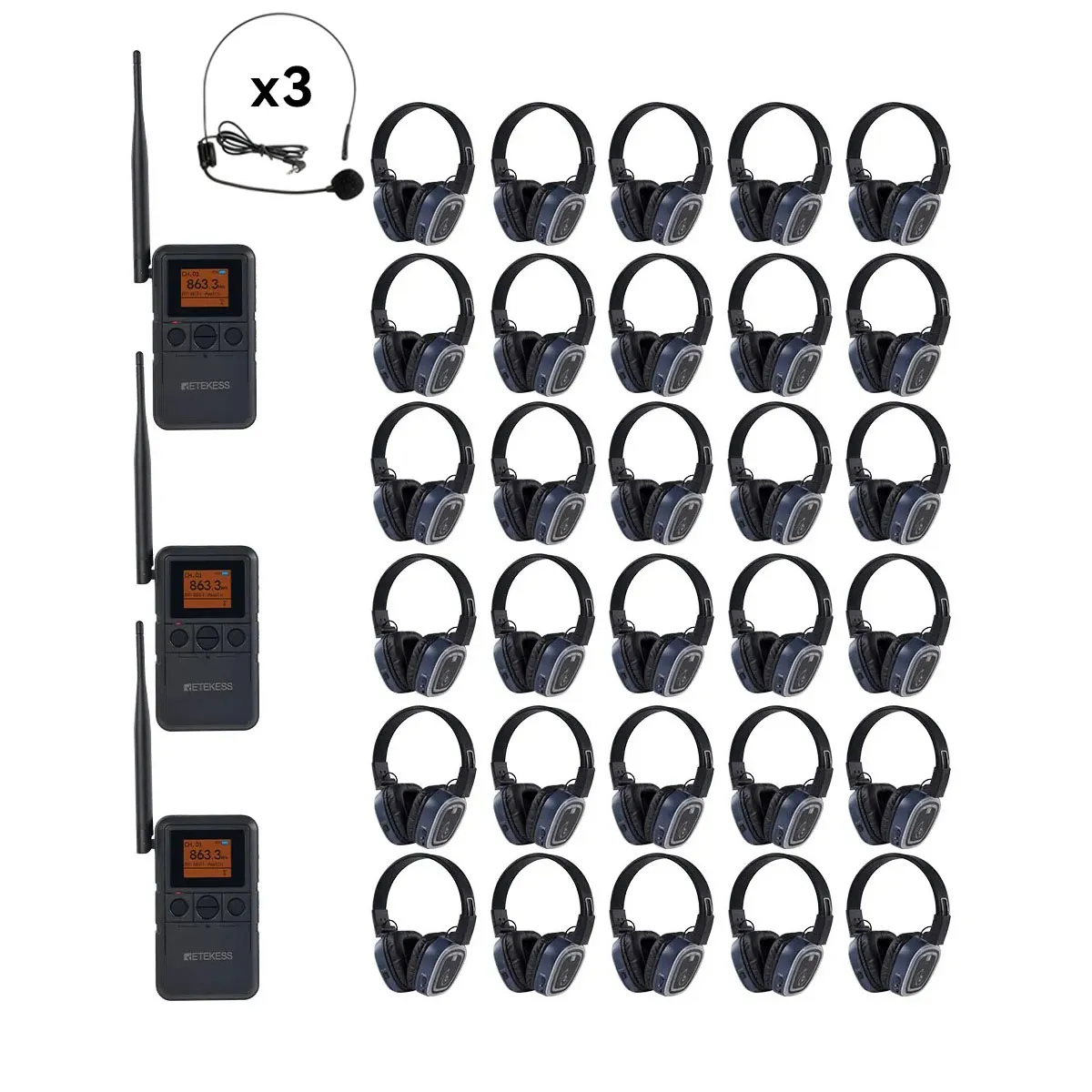Bodas, Festivales, Fiestas en la Playa, Bailes Escolares y Eventos Corporativos – Auriculares Inalámbricos para Silent Party TA003P TA004S, 6 Canales, Clip Trasero y Portátil, Batería de 12h, Refuerzo de Graves