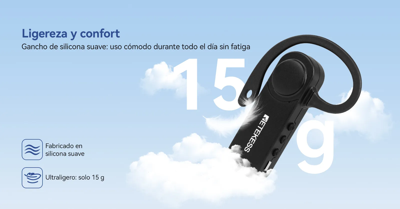 Auricular abierto ultraligero de 15 g