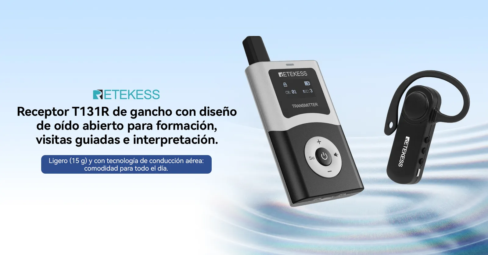 Receptor abierto con gancho de oreja