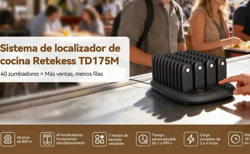 Sistema de paginación Retekess TD175M: rellamada automática para festivales y restaurantes