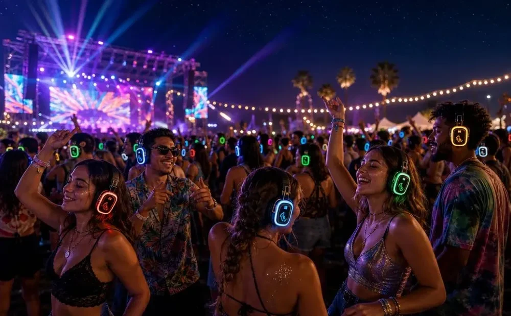 ¿Por qué una discoteca silenciosa multicanal?auriculares discoteca silenciosaSon ideales para festivales grandes