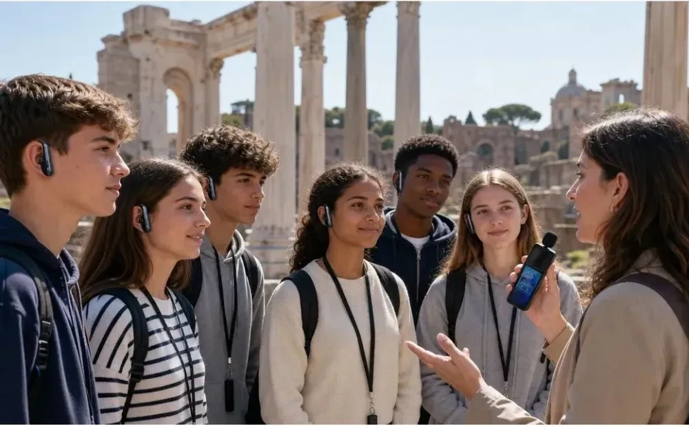 Dispositivos de audioguía para viajes escolares: desde recorridos grupales hasta el aprendizaje multilingüe