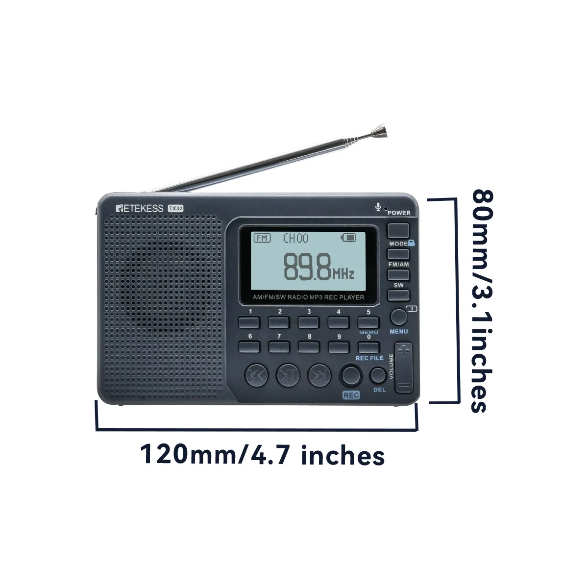 V115 Radio Portátil Multibanda Con Recepción AM/FM/SW, Reproducción Y Grabación En Tarjeta TF, Ideal Para Casa Y Viajes