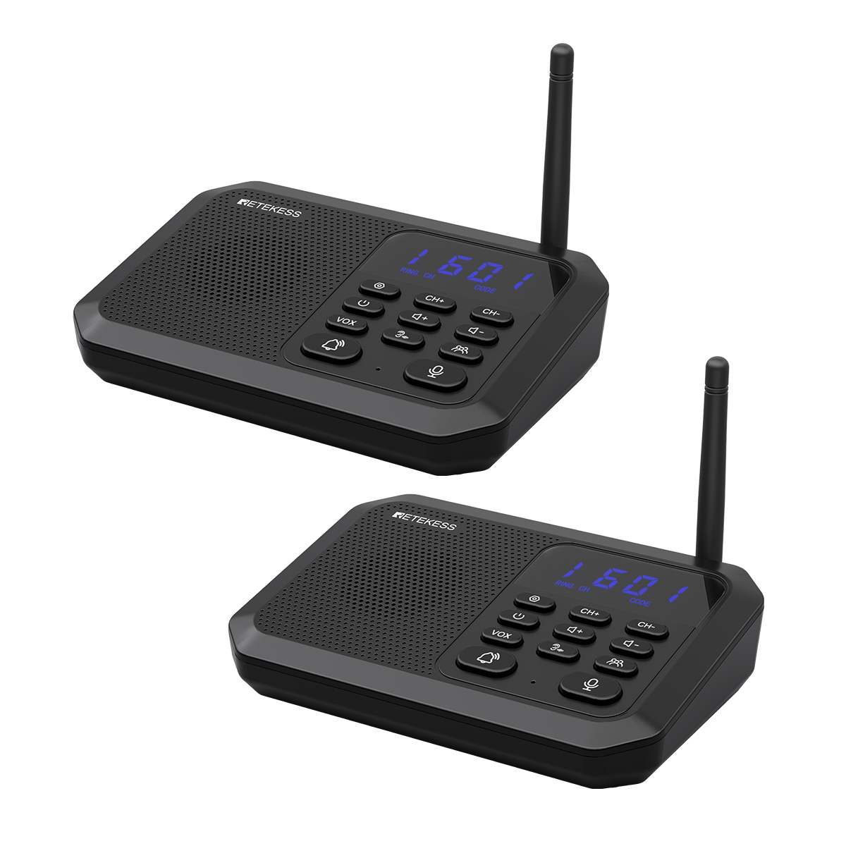 Retekess TH201 Intercomunicadores Bidireccionales Inalámbricos de Largo Alcance de 1600 m para Empresas, Oficinas, Hoteles y Hogares