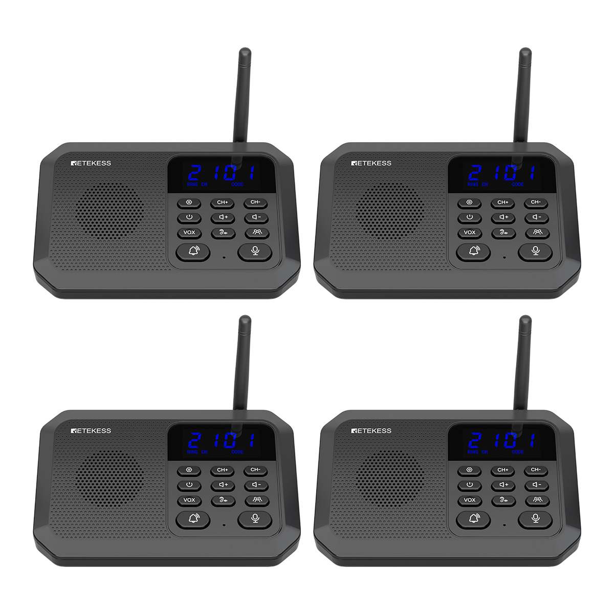 Retekess TH201 Intercomunicadores Bidireccionales Inalámbricos de Largo Alcance de 2000 m para Empresas, Oficinas, Hoteles y Hogares