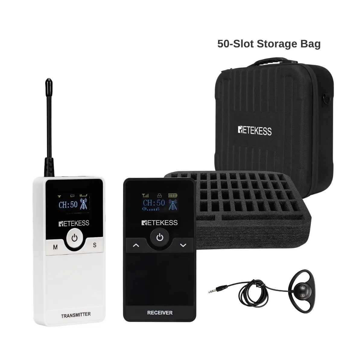 Retekess TT116 UHF Sistemas de Audio Inalámbrico para Visitas Guiadas  con Maleta